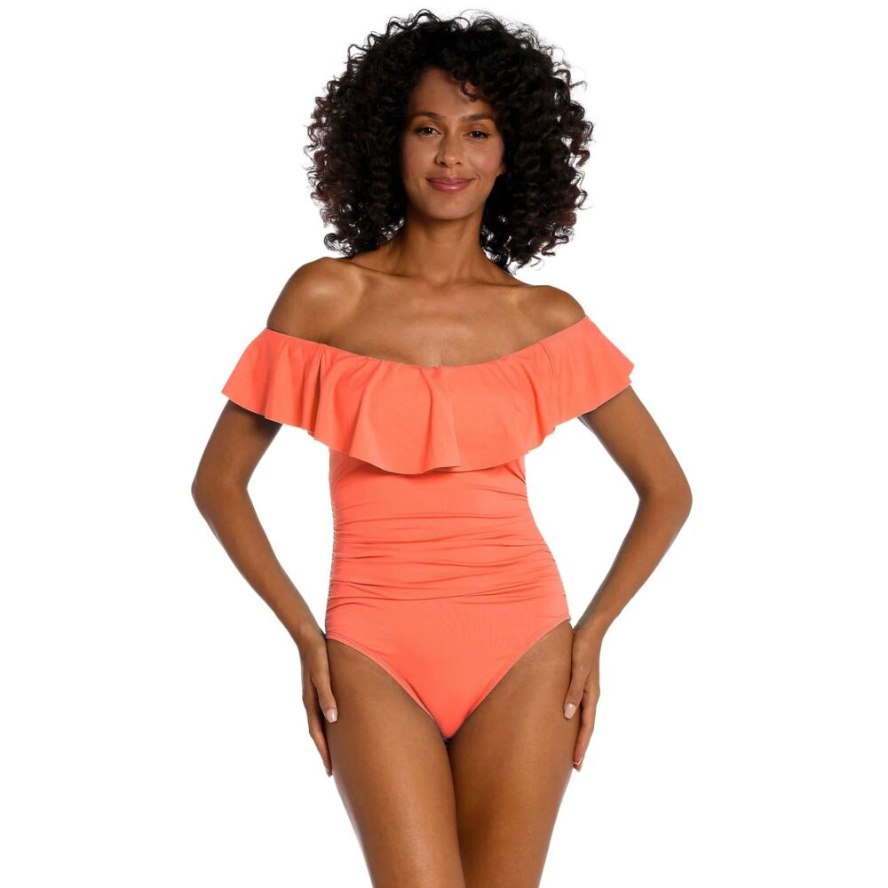 La Blanca One Piece Swimsuit 8 Coral Island Goddess Floral
